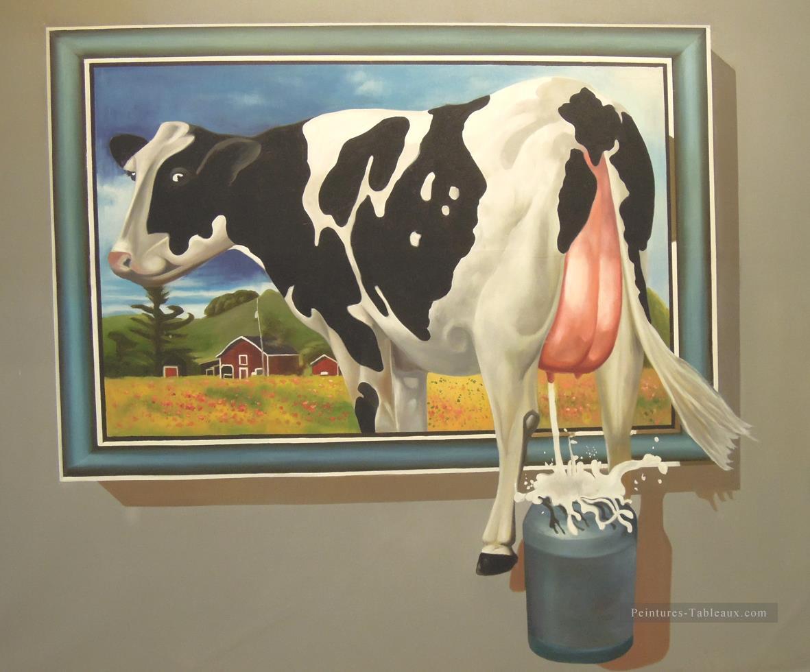 fenêtre de saut de vache 3D Magie Peintures à l'huile